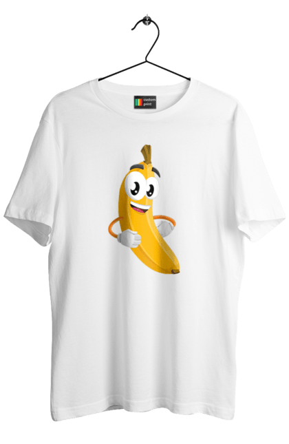 Футболка чоловіча з принтом "Бананчик". Banana, funny, банан, персонаж, фрукты, юмор. CustomPrint.market