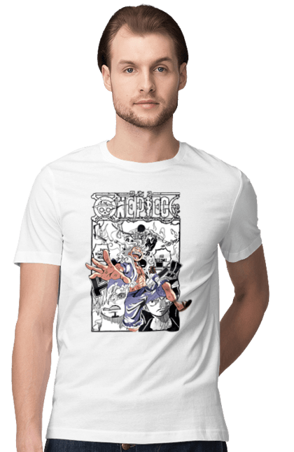 Men's t-shirt with prints One Piece Luffy. Anime, luffy, manga, monkey de luffy, one piece, pirates. 2070702