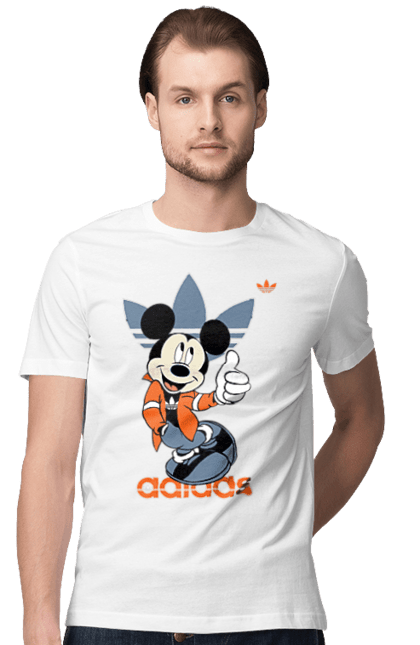 Футболка чоловіча з принтом "Adidas Міккі Маус". Adidas, mickey mouse, адідас, дісней, міккі, міккі маус, мультфільм. 2070702