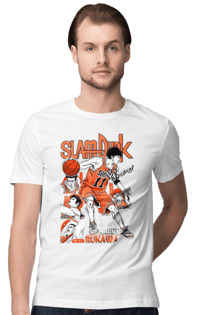 Men's t-shirt with prints Slam Dunk Kaede Rukawa. Anime, basketball, comedy, kaede rukawa, manga, school, shonen, slam dunk, sports anime. 2070702