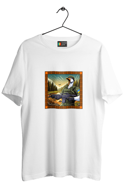 Футболка чоловіча з принтом "Гусячий десант". Біологічна зброя, бойові гуси, військовий гусак, гусячий десант, зброєні сили, прапор, символіка, україна. 2070702