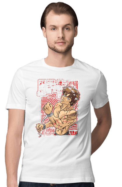 Men's t-shirt with prints Hanma Baki. Anime, baki fighter, hanma baki, manga, martial arts, tv series. 2070702