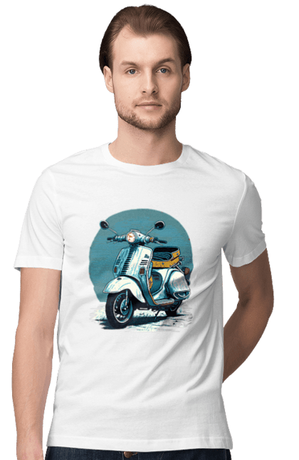 Футболка чоловіча з принтом "Мопед". Відпочинок, літо, мопед, скутер, швидкість. 2070702