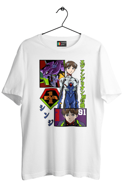 Men's t-shirt with prints Evangelion. Angel, anime, eva 01, evangelion, manga, neon genesis evangelion, shinji. 2070702