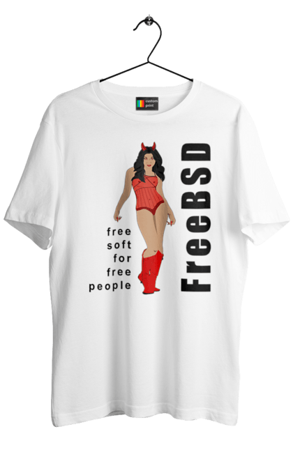 Футболка чоловіча з принтом "Freebsd Для Вільних". Bsd, freebsd, unix, адміністратор, айті, айтішник, безкоштовна, безкоштовно, бестія, вільна, демон, демонесса, дівчина, для дорослих, доступність, еротика, еротична, жінка, незалежність, операційна система, ос, програміст, програмне забезпечення, свобода, сисадмін, система, системний адміністратор, софт, текст, червоний, чорний. 2070702