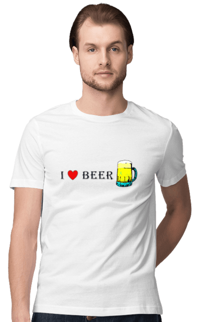 Футболка чоловіча з принтом "Я Люблю Пиво". Алкоголь, алкоголь гумор, бухати, бухло, келих, кухоль, люблю, пиво, текст, юмор, я. ART принт на футболках