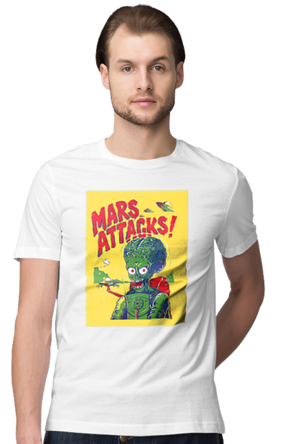 Футболка чоловіча з принтом "Марс атакує". Film, гумор, інопланетяни, кінофантастика, комедія, комікс, марс атакує. ART принт на футболках
