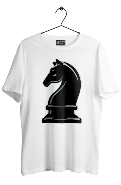 Футболка чоловіча з принтом "Шаховий Кінь". Кінь, настільна гра, шахи. CustomPrint.market