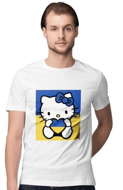 Футболка чоловіча з принтом "Hello Kitty Ukraine". Звери, кіт, котик, украина. CustomPrint.market
