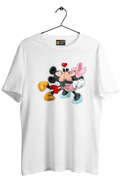 Футболка мужская с принтом Микки Маус и Минни Маус. Mickey mouse, minnie mouse, дисней, микки, микки маус, минни маус, мультфильм. 2070702