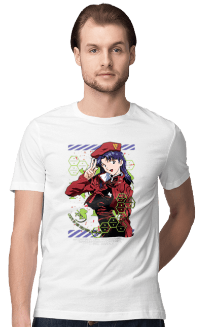 Футболка чоловіча з принтом "Євангеліон Місато". Misato, neon genesis evangelion, аніме, єва, євангеліон, манга, місато, місато кацурагі, синдзі, янгол. 2070702