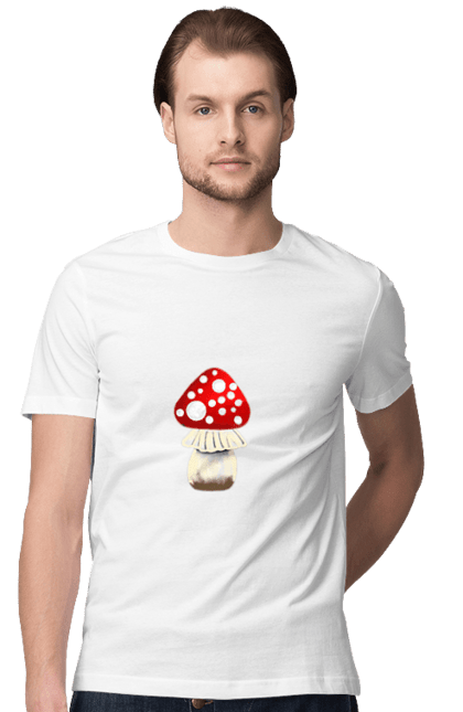Футболка чоловіча з принтом "Гриб". Mushroom, гриб, грибочок, ліс, мухомор, природа. CustomPrint.market