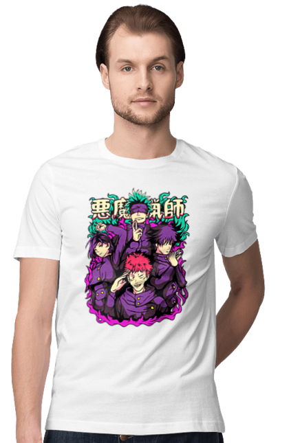 Men's t-shirt with prints Jujutsu Kaisen. Anime, dark fantasy, itadori, jujutsu kaisen, magic battle, manga, mystic, sukuna. 2070702