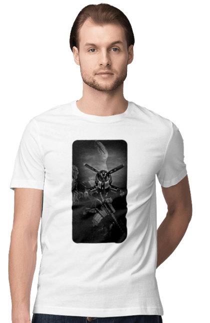 Футболка чоловіча з принтом "Слава зсу". Гвинтівка, зброя, літак, перемога, солдат, україна. 2070702