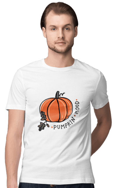 Футболка чоловіча з принтом "Punpkin mood". Haloween, pumpkin, гарбуз, осінь, тыква. CustomPrint.market