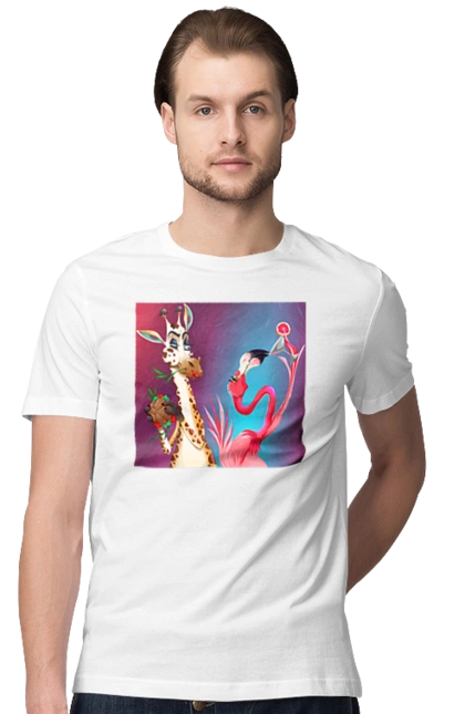 Giraffe And Flamingo At The Party