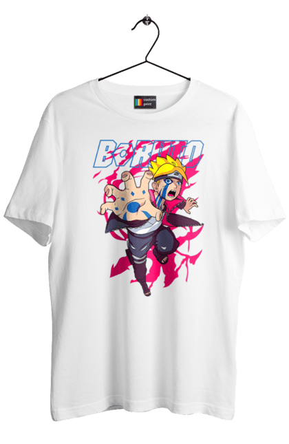 Men's t-shirt with prints Boruto. Anime, boruto, enemies, manga, neon, tv series. 2070702
