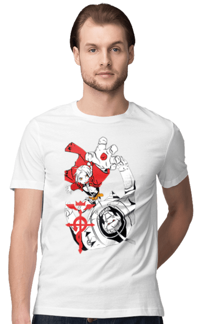 Men's t-shirt with prints Fullmetal Alchemist. Adventures, alphonse elric, anime, edward elric, fullmetal alchemist, light novel, manga, steampunk. 2070702