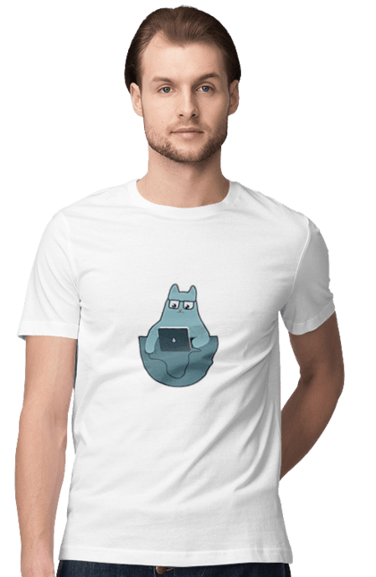 Men`s t-shirt with prints Cat programmer. Aitі, angular, c, code, css, html, humor, it, it specialist, javascript, jquery, koduvati, php, proger, programmer, programmers, python, react, svelt, type programmer, vue, you. 2070702