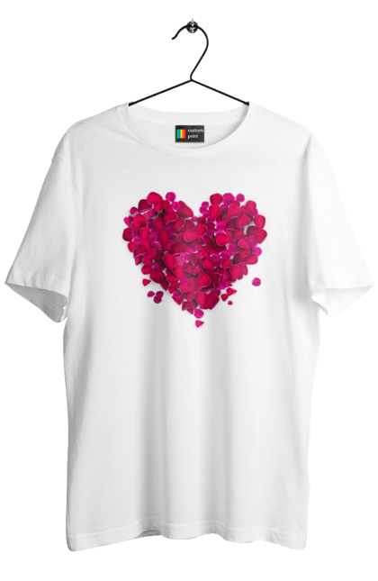 Men`s t-shirt with prints Heart From Rose Petals. Petals, rose flower. 2070702