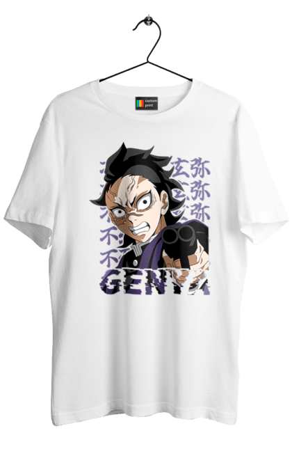 Men's t-shirt with prints Demon Slayer Genya Shinazugawa. Anime, demon slayer, genya, genya shinazugawa, kimetsu no yaiba, manga, аниме, истребитель демонов, манга. 2070702