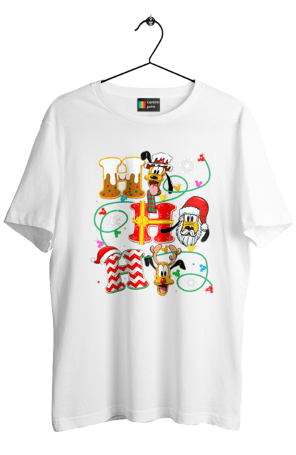 Men's t-shirt with prints Merry Christmas. Cartoon, christmas, christmas, deer, disney, holiday, merry christmas, santa. 2070702