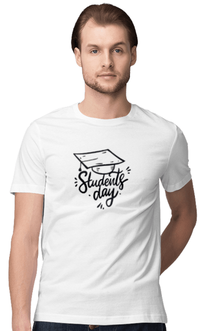 Футболка чоловіча з принтом "День студента". День студента, з днем студента, студент, універ, шапка студента. futbolka.stylus.ua
