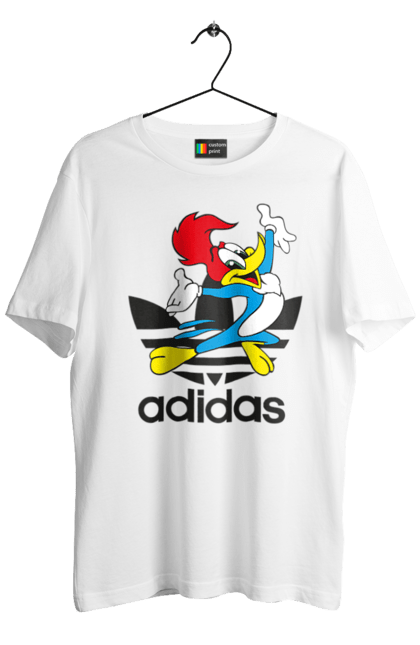 Футболка мужская с принтом Adidas Вуди Вудпекер. Adidas, woody woodpecker, адидас, вуди, вуди вудпекер, дятел вуди, мультсериал. 2070702