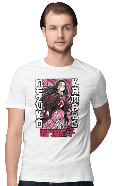 Men's t-shirt with prints Demon Slayer Nezuko. Anime, demon slayer, kimetsu no yaiba, manga, nezuko, serial. 2070702