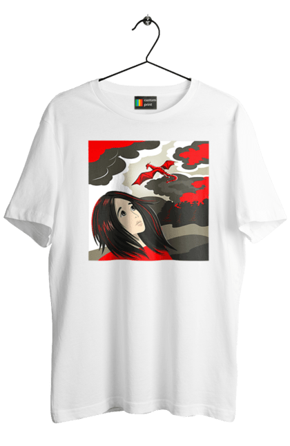 Men's t-shirt with prints Girl and dragon. Dragon, fantasy, romance, young woman. 2070702