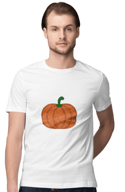 Футболка чоловіча з принтом "Pumpkin". Autumn, halloween, pumpkin, гарбуз, осінній малюнок, осіння атмосфера, осінь, хелловін. CustomPrint.market