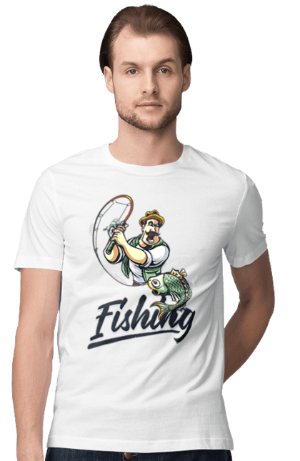 Футболка чоловіча з принтом "Рибалка, літо". Відпочинок, літо, рибалка. 2070702