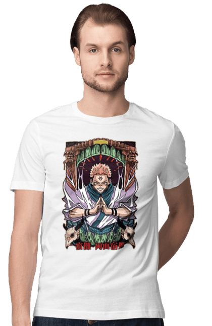 Men's t-shirt with prints Jujutsu Kaisen Sukuna. Anime, dark fantasy, jujutsu kaisen, magic battle, manga, mystic, sukuna. 2070702