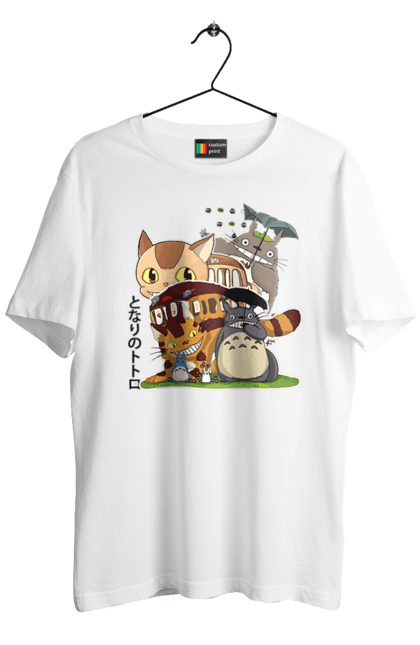 Men's t-shirt with prints Totoro. Adventures, anime, comedy drama, fantasy, film, my neighbor totoro, tv series. 2070702