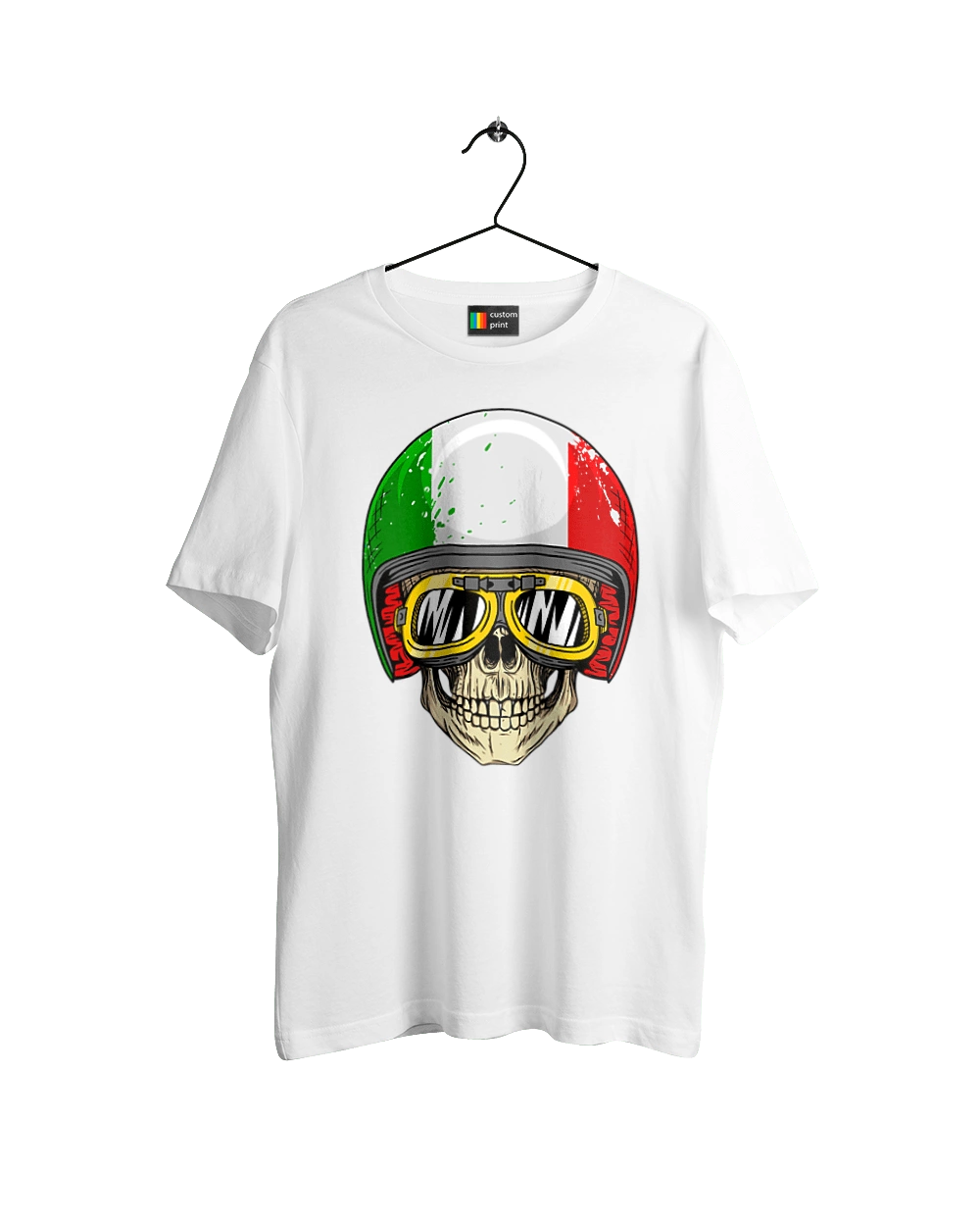 Skull in a motorcycle helmet