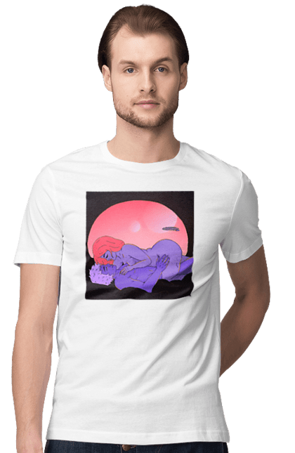 Men`s t-shirt with prints Aliens Girl And Boy. Girl, guy, naked. 2070702