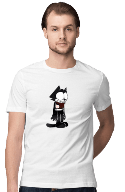 Men's t-shirt with prints Felix the Cat. Cartoon, cat, comedy, felix, film, game, mascot. CustomPrint.market