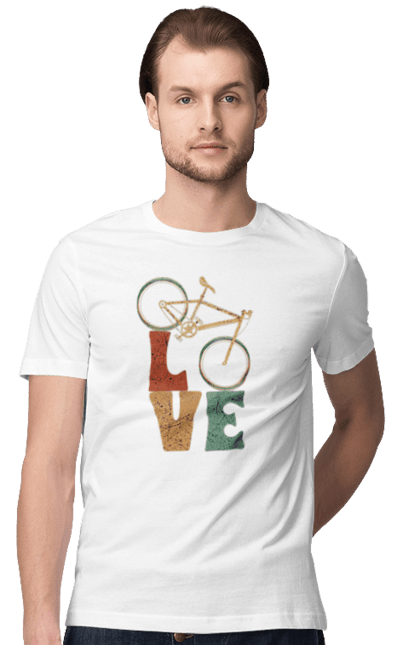 Футболка чоловіча з принтом "Велосипед Love". Велик, вело, велогонщик, велосипед, велоспорт, велотуризм, спорт. futbolka.stylus.ua