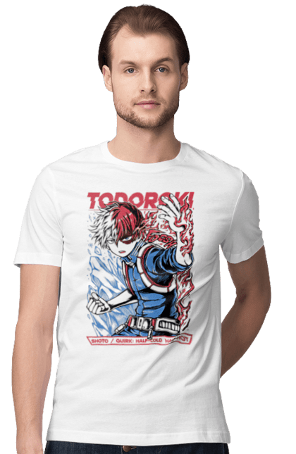 Футболка мужская с принтом Моя геройская академия Шото Тодороки. My hero academia, shoto todoroki, todoroki, академия юэй, аниме, манга, моя геройская академия, тодороки, шото, шото тодороки. 2070702