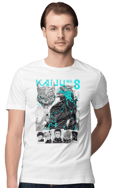 Men's t-shirt with prints Kaiju № 8 Kafka Hibino. Anime, hibino kafka, kafka hibino, kaiju, kaiju 8, kaiju 8, kaiju № 8, manga. 2070702