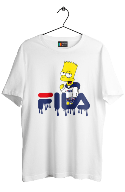 Men's t-shirt with prints Bart FILA. Bart, cartoon, character, simpson, simpsons, sport, sportswear. 2070702