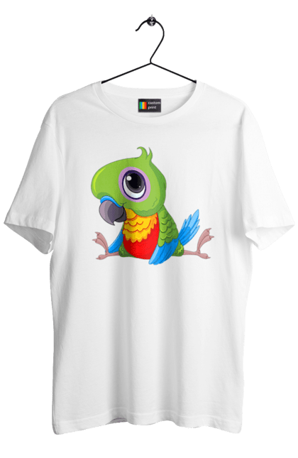 Футболка мужская с принтом Попугайчик. Мило, попугай. 2070702
