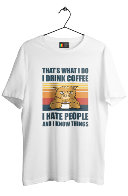 Футболка чоловіча з принтом "Невдоволений кіт". Angular, c, css, html, it, javascript, jquery, php, python, react, svelt, vue, айтишник, айті, гумор, код, кодувати, прогер, програміст, програмісти, ти ж, ти ж програміст, тиж програміст. 2070702