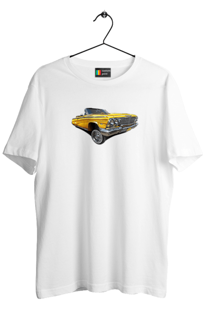 Футболка чоловіча з принтом "Автомобіль". Автомобіль, імпала, класика, лоурайдер, шевроле. 2070702