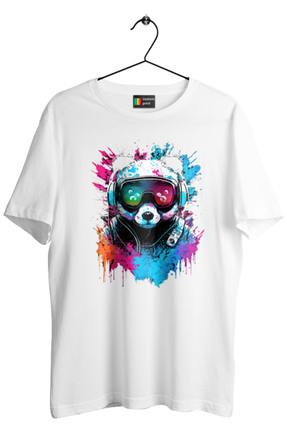Футболка чоловіча з принтом "Панда в VR шолом". Віртуальна реальність, гік, панда, персонаж, шолом. 2070702