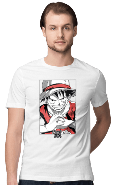 Men's t-shirt with prints One Piece Luffy. Anime, luffy, manga, monkey de luffy, one piece, pirates. 2070702