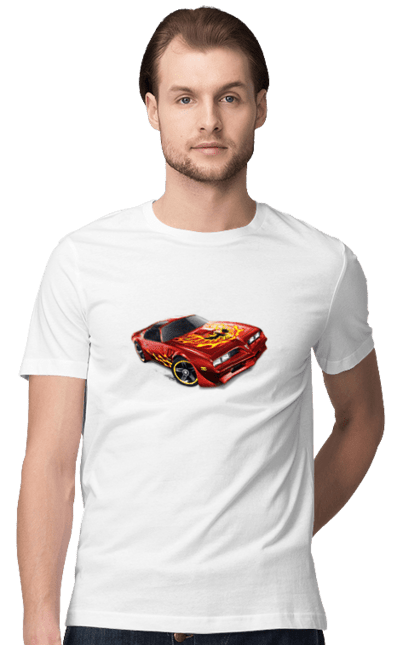 Футболка чоловіча з принтом "Машина червона, швидкісна". Їзда, колеса, машина, швидкість. 2070702