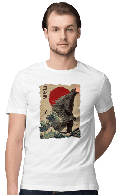 Men's t-shirt with prints Godzilla. Dinosaur, godzilla, japan, kaiju, movie, mutant. 2070702