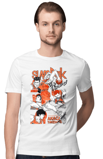 Men's t-shirt with prints Slam Dunk Takenori Akagi. Anime, basketball, comedy, manga, school, shonen, slam dunk, sports anime, takenori akagi. 2070702