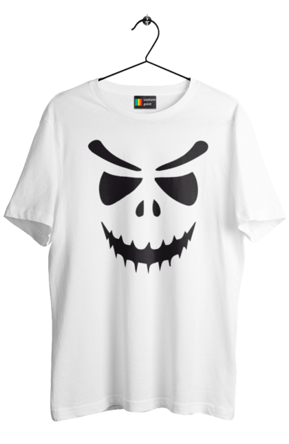 Men's t-shirt with prints Halloween pumpkin face. Costume, halloween, holiday, october, october 31, pumpkin, scary, sweets, trick or treat. 2070702